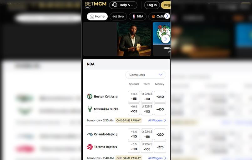 The BetMGM mobile interface.